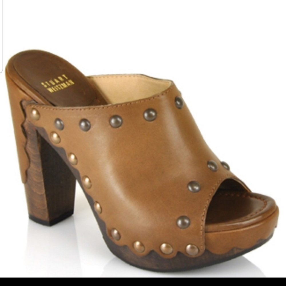 Stuart Weitzman Sequoia Brown Platform Mules 8 - image 1